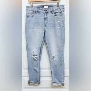 Studio Blue Casey Mid Rise Cropped Skinny Jeans Light Wash Distressed Relaxed